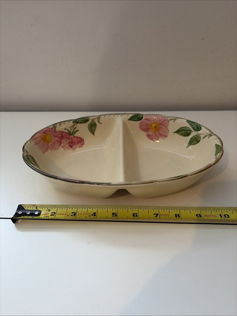 Vintage Franciscan Desert Rose Divided Serving Dish 11x7 Oval Bowl USA 1972